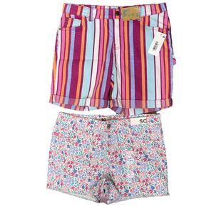 SET OF 2 GIRLS SIZE 16 SHORTS BY SO AND THERE ABOUTS STRIPED CUFFED FLORAL